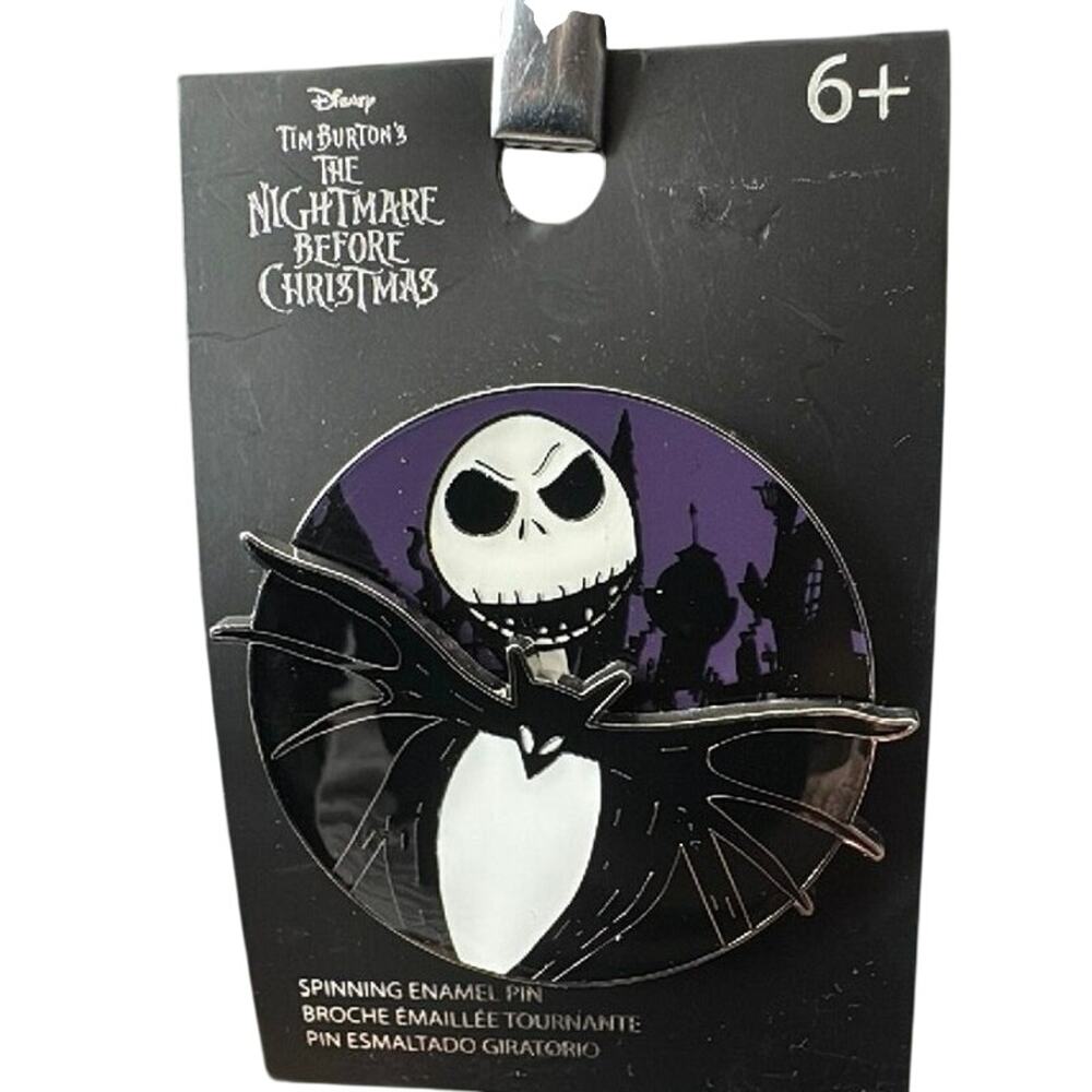 Disney Nightmare Before Christmas Jack Skellington Spinning Pin NWT